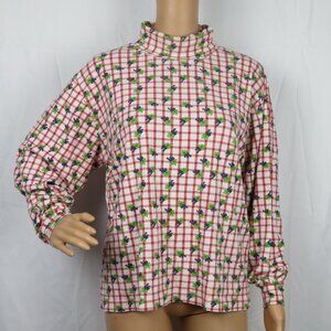 Vintage Turtleneck Holiday Christmas Bows Xmas Vtg Grandma Mistletoe Gingham